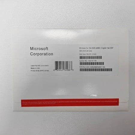 Windows Server Standard 2025 DVD 64 Bit 16 Core
